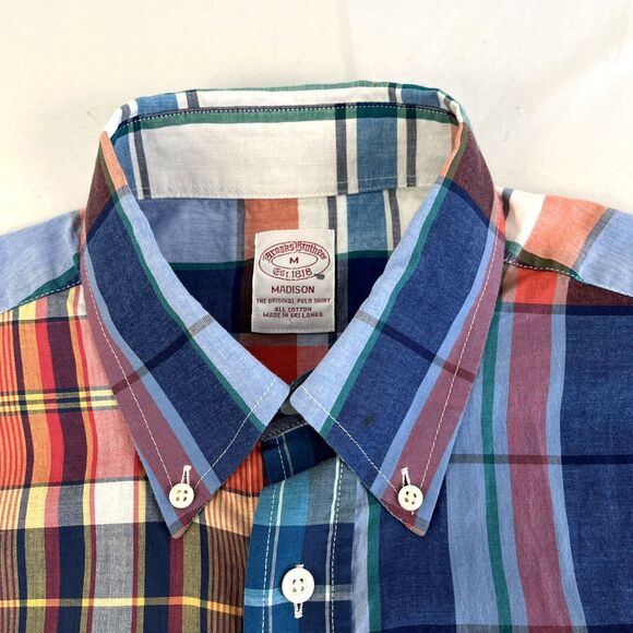 New Mens Brooks Brothers Madison Short Sleeve Button Down Shirt Size M NWT Plaid - Picture 2 of 8
